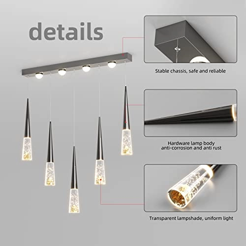 Crystal Chandelier - Dimmable LED 5-Light Adjustable Height