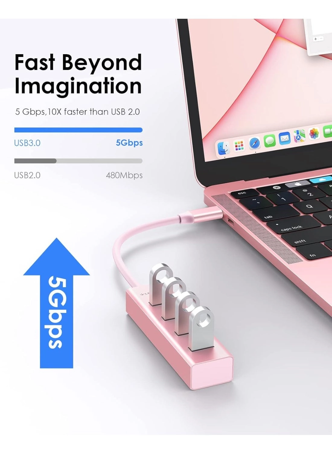 LENTION USB C Hub - 4 USB 3.0 Ports Space Gray