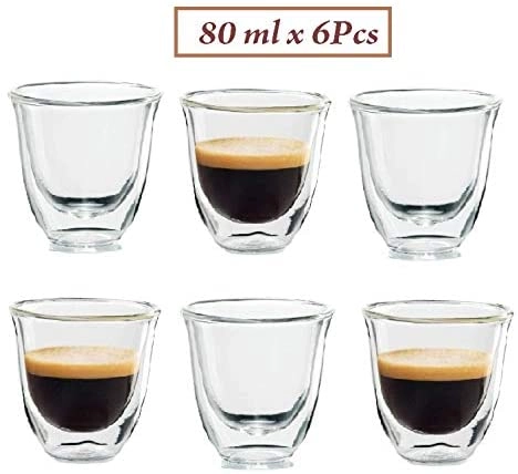 Borosilicate Heat-resistant Glass Tea Pot - Borosilicate 1000 ML + Double Walled Thermo Espresso Glasses - 80 ML