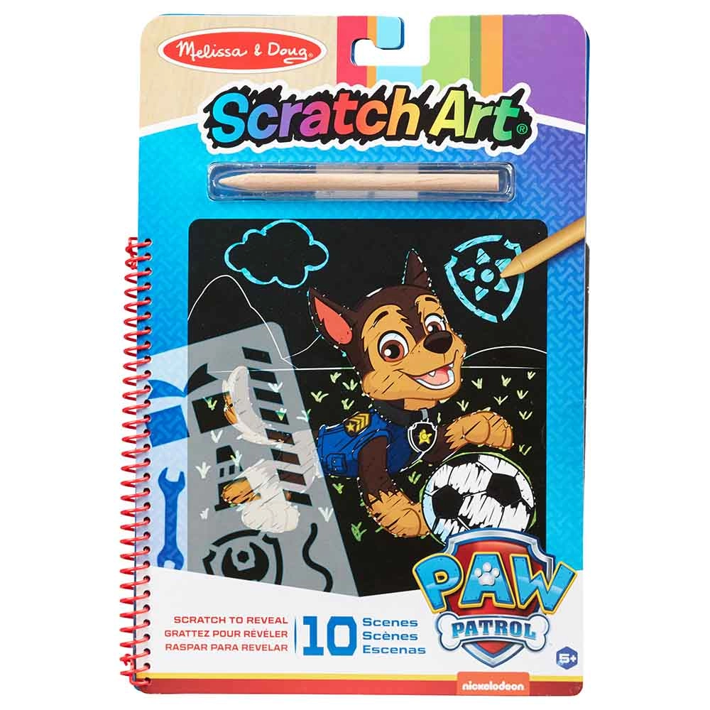Melissa & Doug Paw Patrol Scratch Art Pad - 10 scenes wooden stylus