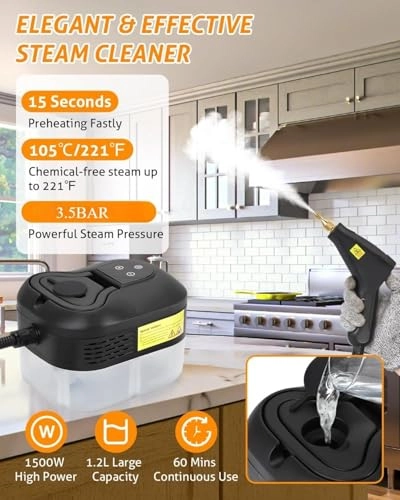 Handheld Pressurized Steam Cleaner - 3.5BAR 1.2 Liters
