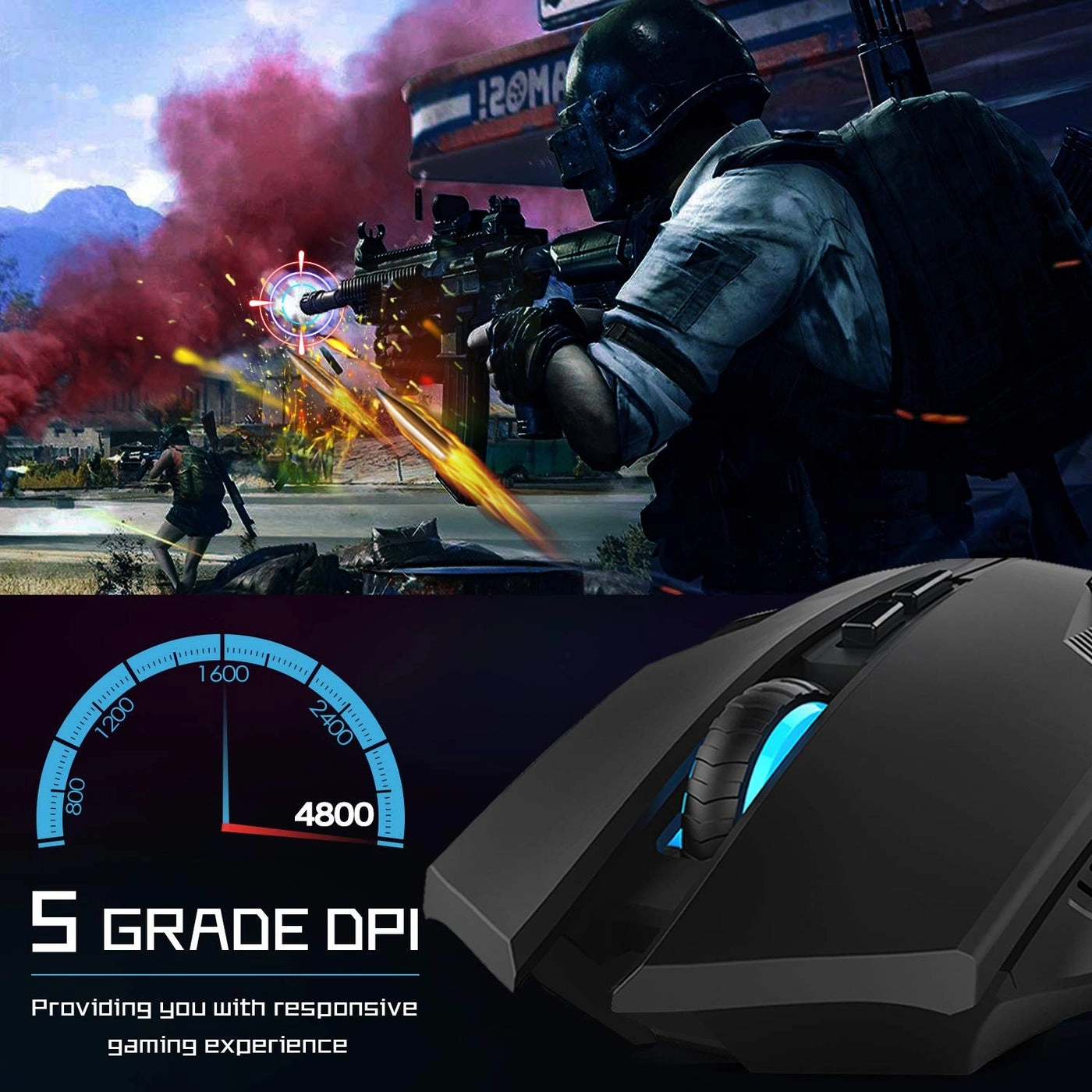 4800 DPI 6-Button Mouse - Wireless