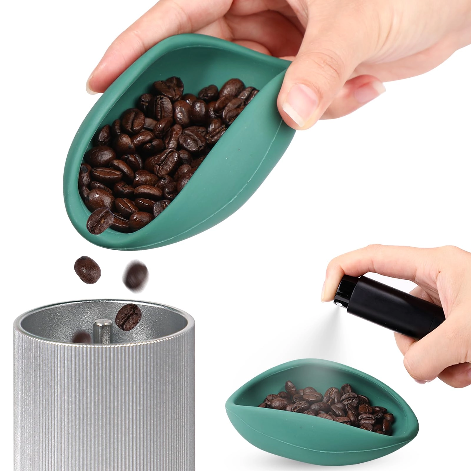koluti Silicone Coffee Bean Dosing Cup - 30 Grams + Sprayer