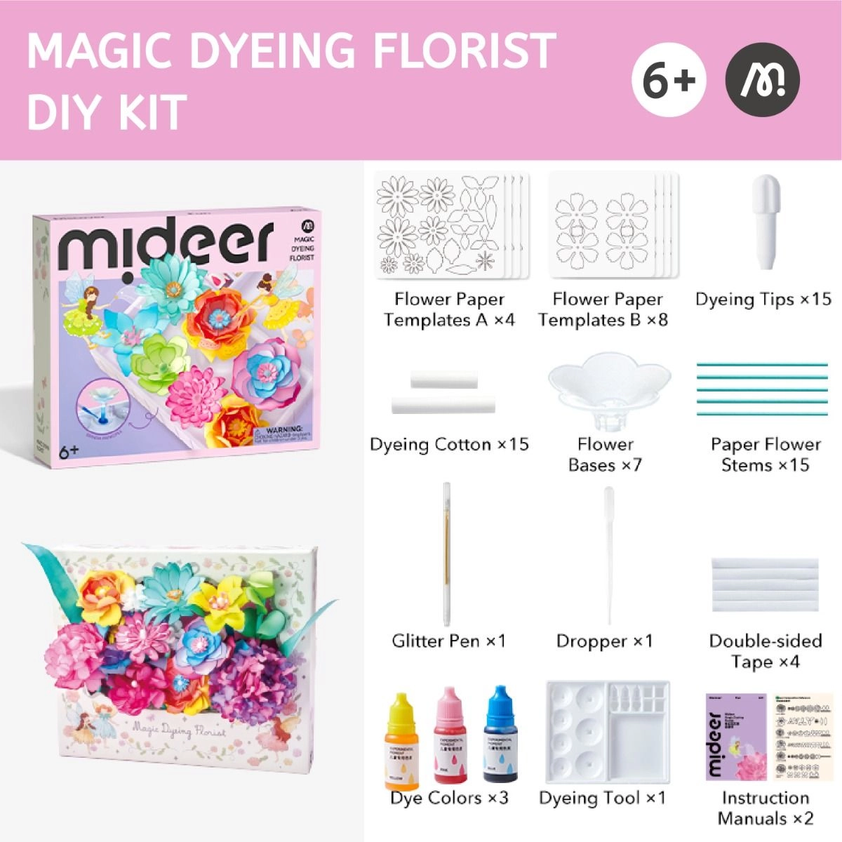 Magic Dyeing Florist DIY Kit - 3+ years 74 pcs