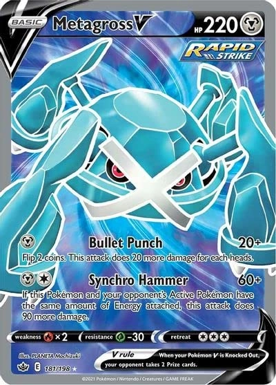 Pokemon USA, Inc. Metagross V - 181/198 - Full Art Ultra Rare - Sword & Shield - Chilling Reign