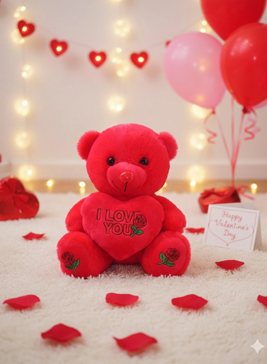 Teddy Bear I Love You Rose Heart - 25 cm
