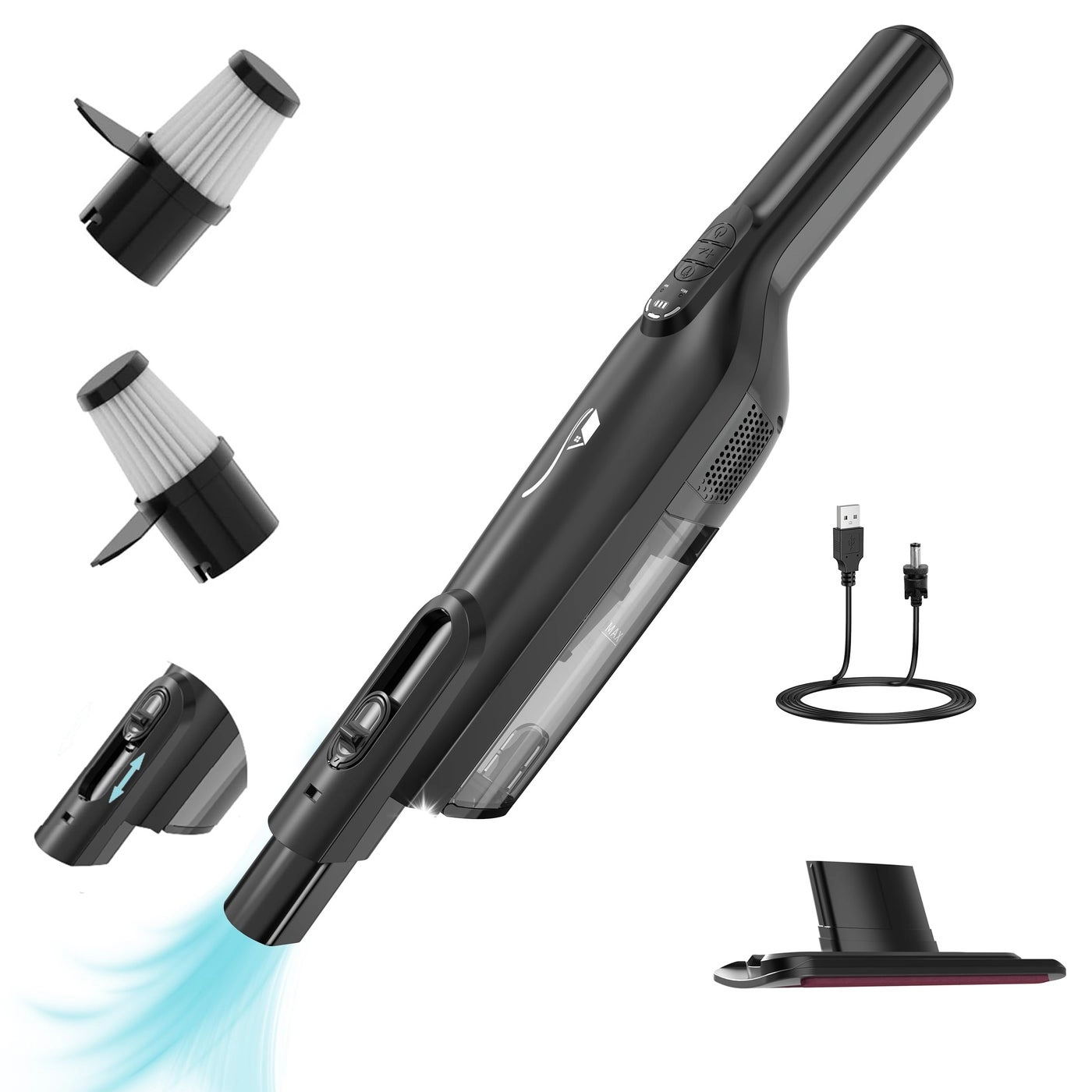 AYONTIN Cordless Handheld Vacuum - LED Light Rechargeable