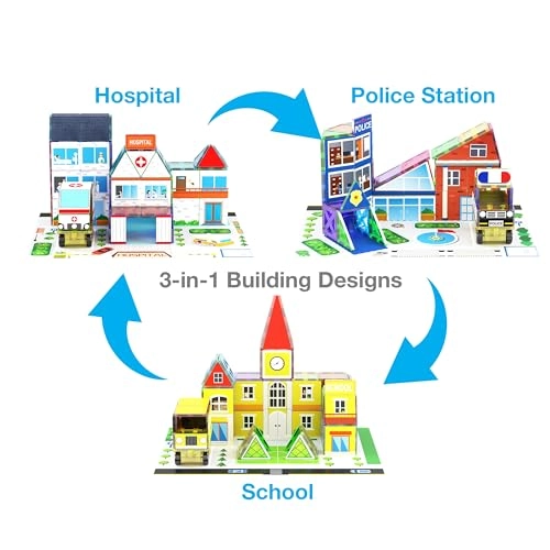 3-in-1 Theme Set - School Hospital Police Station 150 pcs