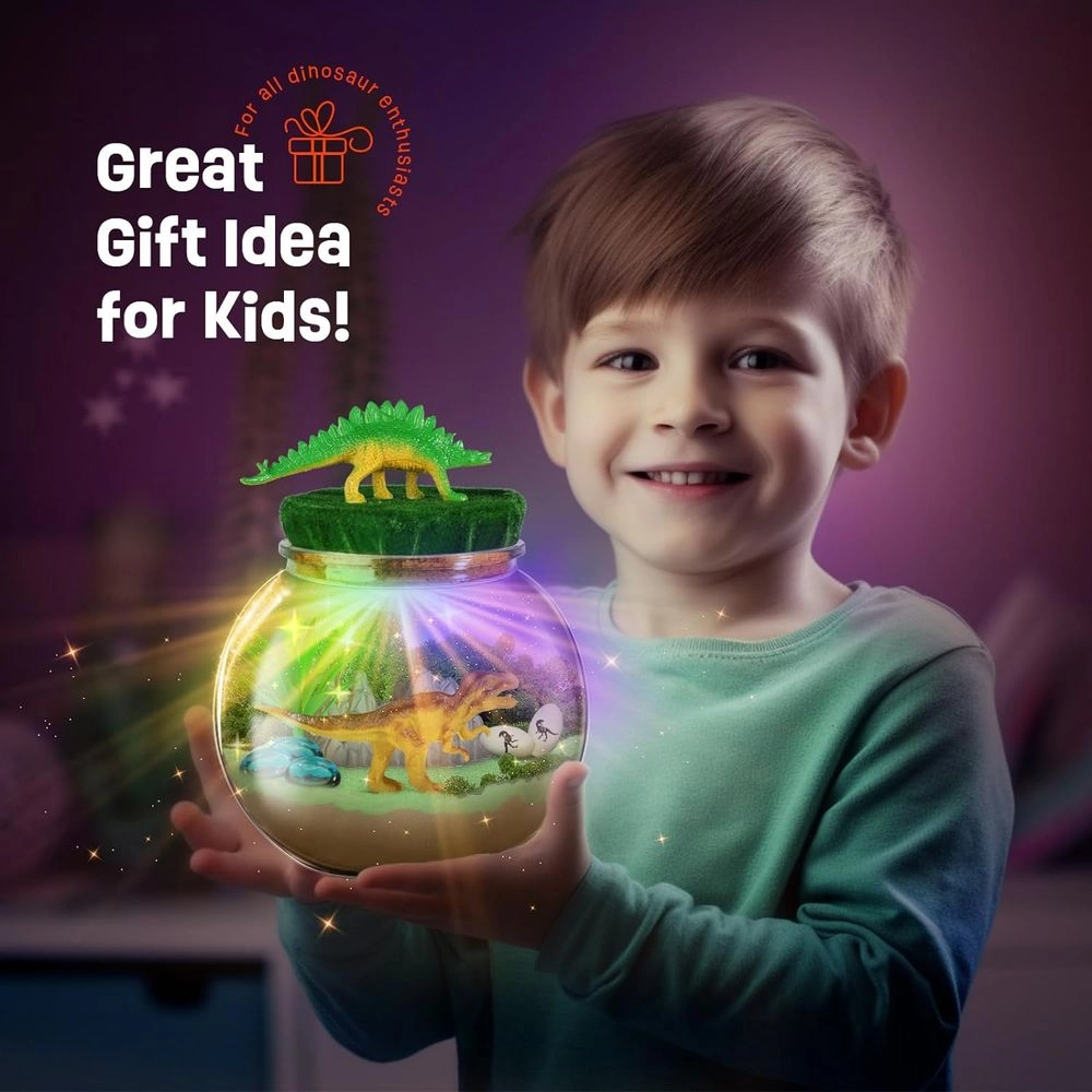 DIY Terrarium Craft Kit - 13-colored LED night light six dinosaurs