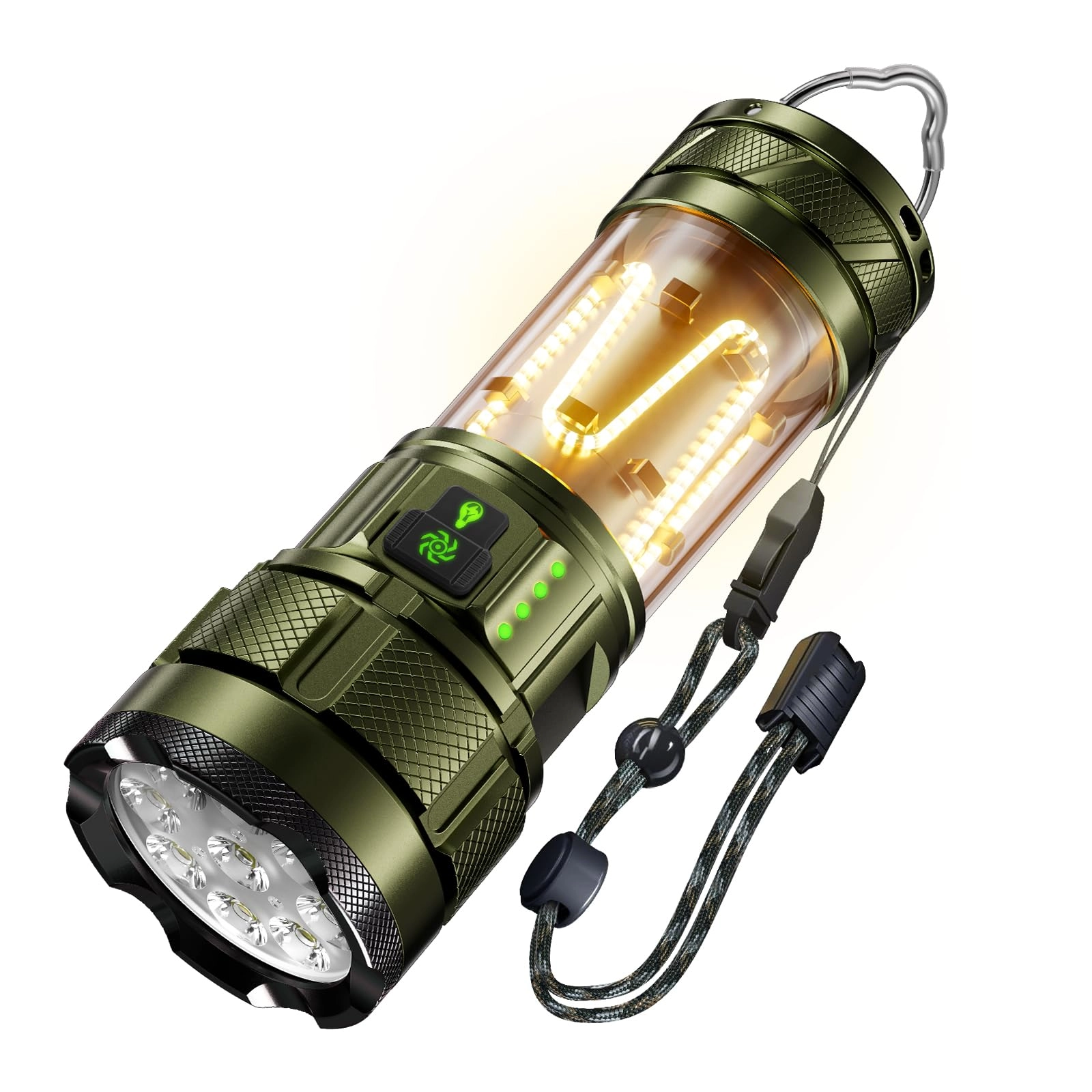 LJCMN YM-A19-001 Flashlight - Green Aluminum Battery Powered
