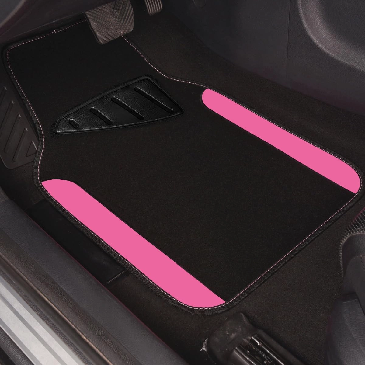 Universal Fit Car Floor Mats - Set of 4pcs Black and Burgundy