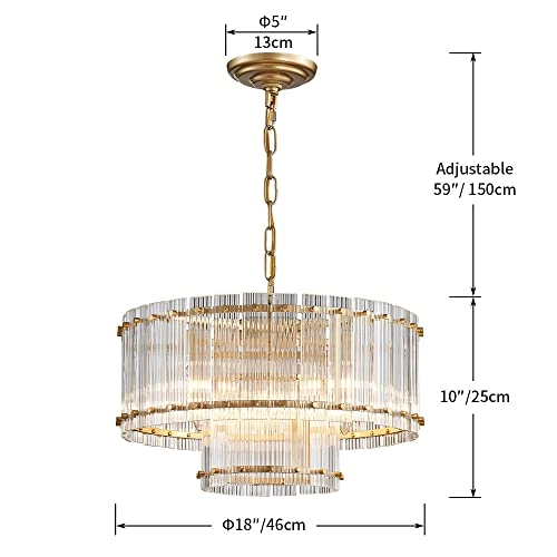 Moder Glass Chandelier - Doule Layer Drum 5-Light