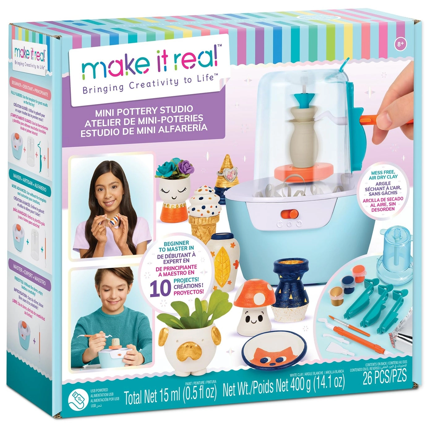 Make it Real Mini Pottery Studio - Air Dry Clay 26pcs.