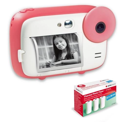 Realikids Instant Cam - 2.4 inch Pink + ATP3WH - 3 Rolls Thermal Paper