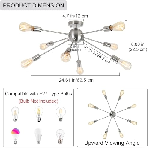 Sputnik Chandelier - 8 Lights Nickel