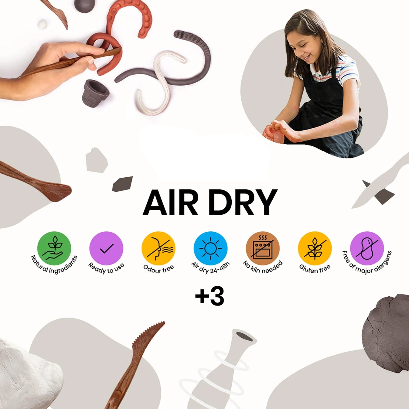 European Air-Dry Modeling Clay - 500g 2pcs.