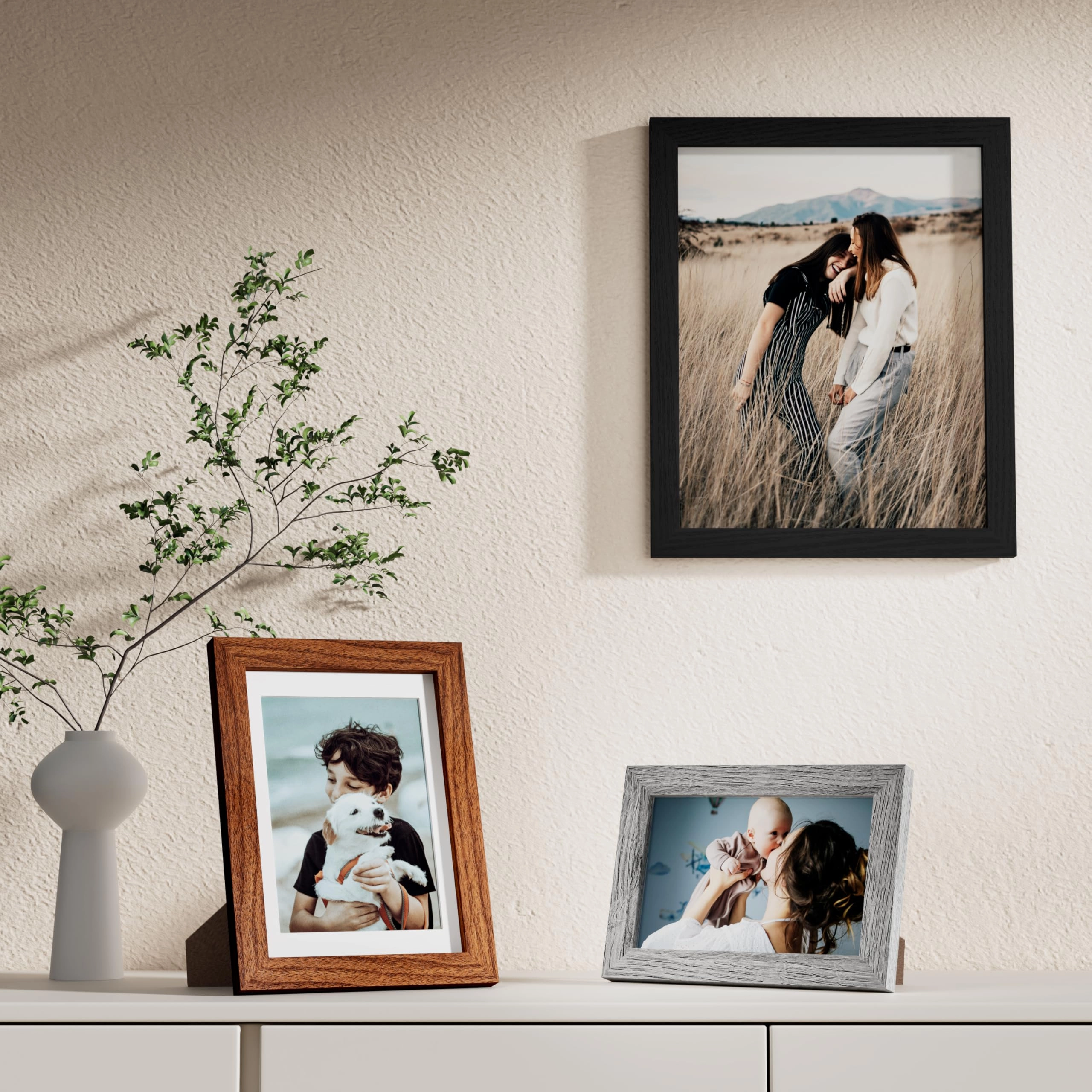 Picture Frames Set - 10 Pack Rustic Grey