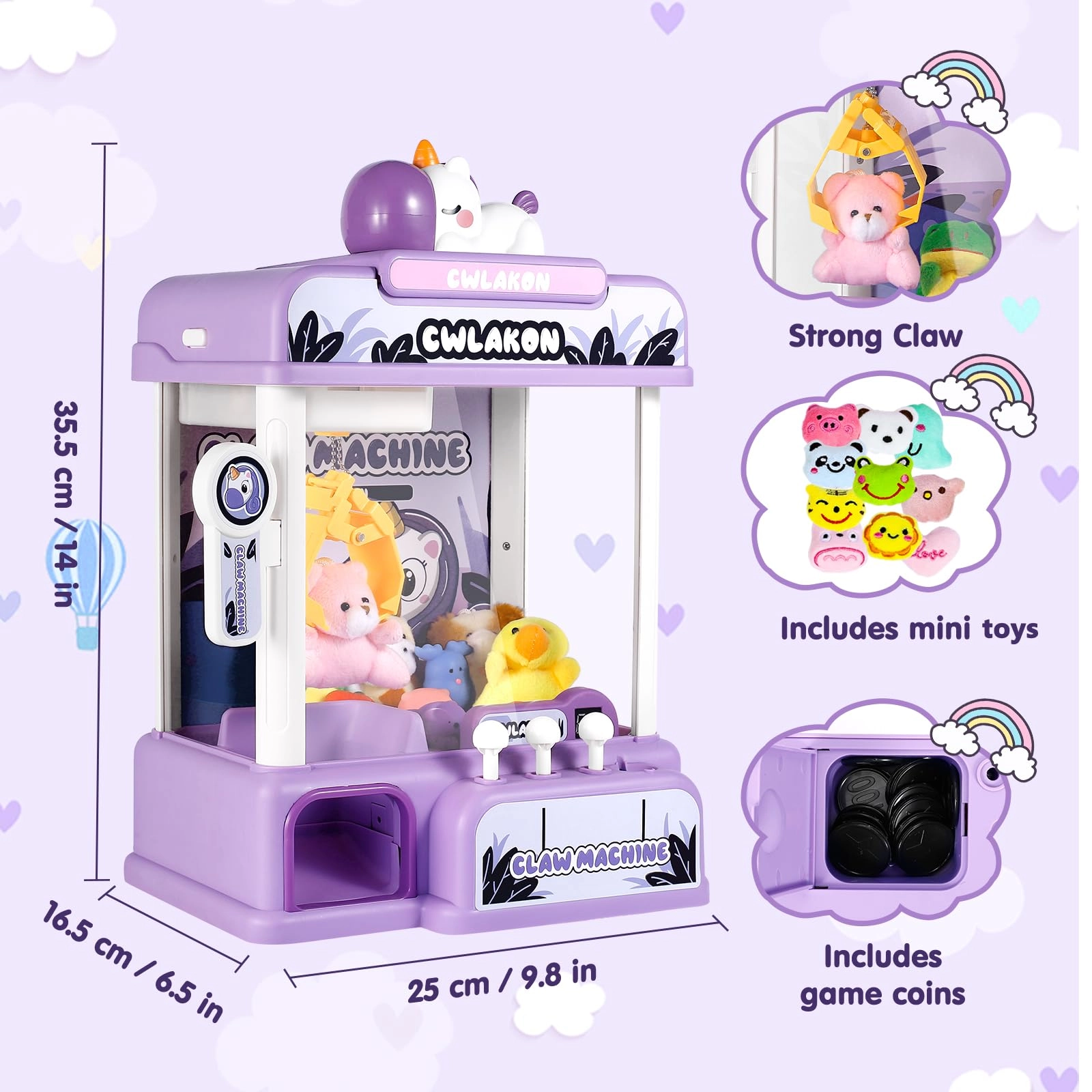 CWLAKON Mini Claw Machine Unicorns - 3 years+