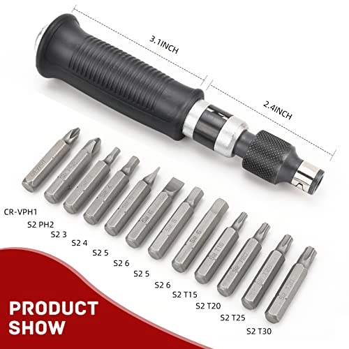 Manual Hand Impact Driver Slotted and Phillips Screwdriver Set (14 Pcs)