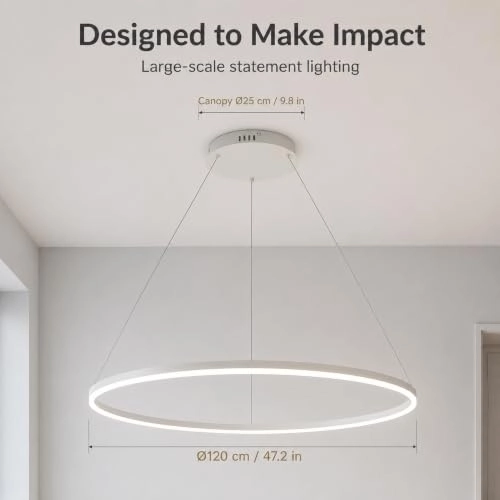 Modern LED Round Chandelier - 3000K–6000K Dimmable