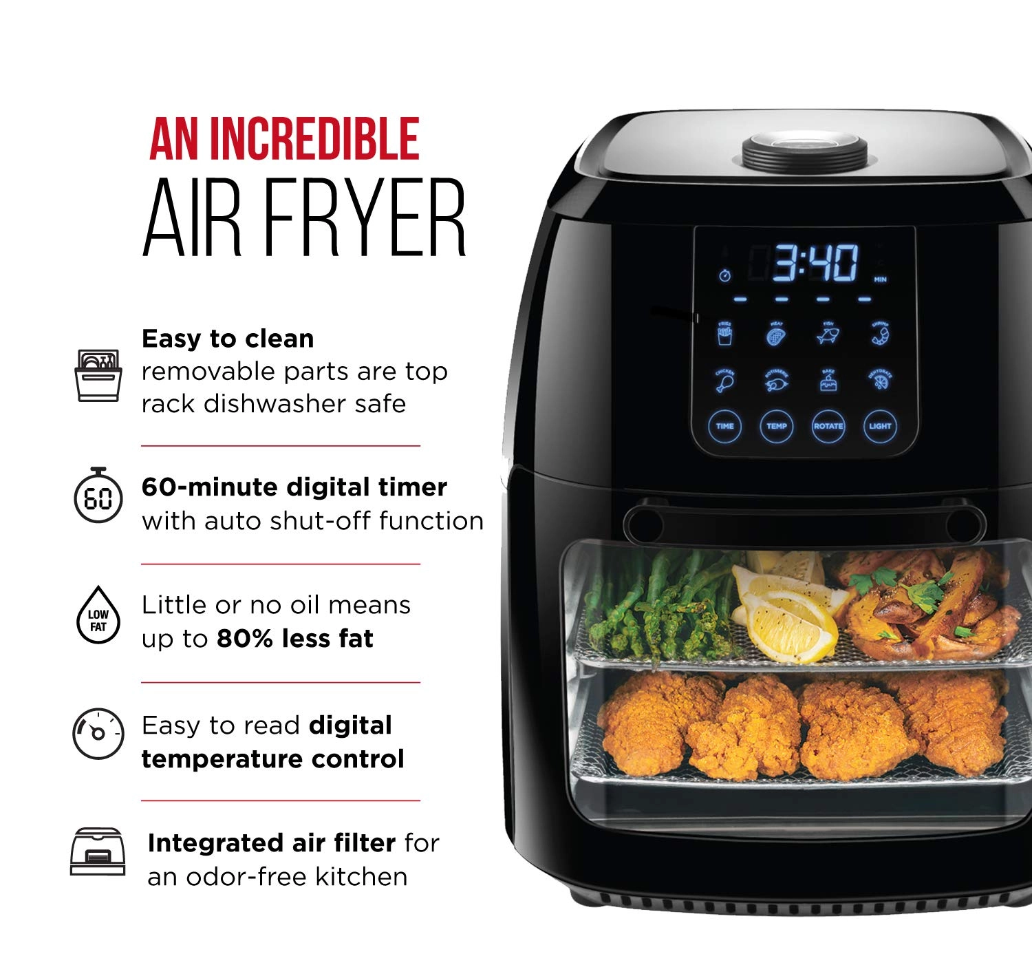 ChefmanTurboFry Touch Easy-View RJ38-4TW-BLK-DS-EU