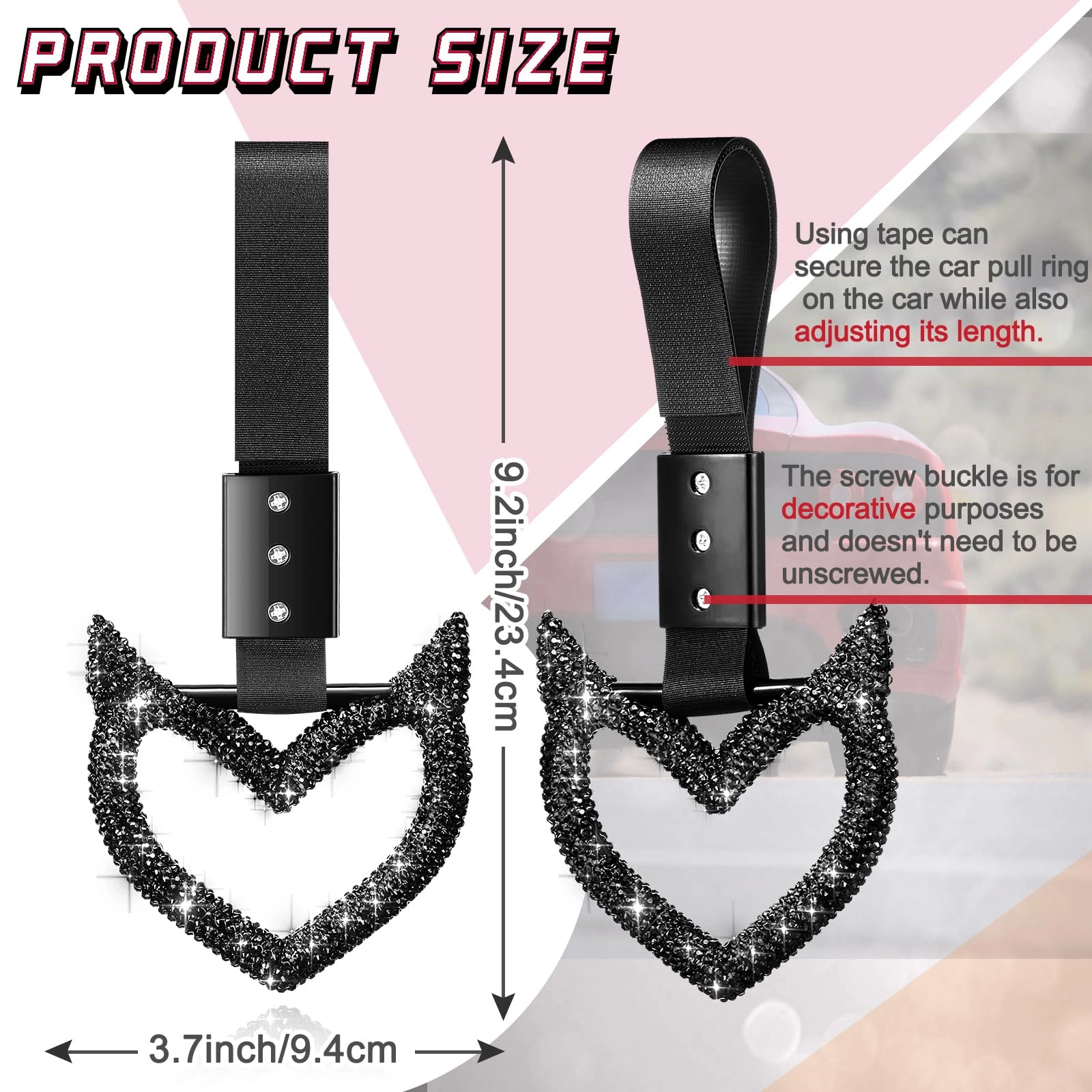 Bling Heart Handle Ring - Black Devil Style