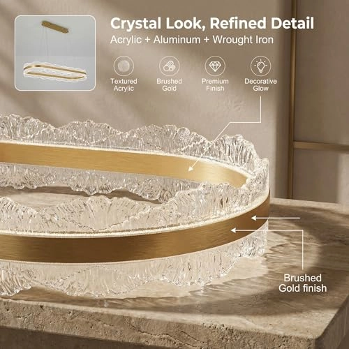 LED Ring Chandelier Oval - 3000K/4500K/6000K Stepless Dimming