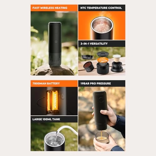 Compact Portable Coffee Machine - 120ml Ground Coffee & Capsules