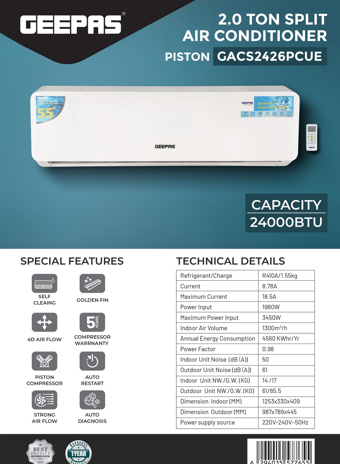 Split Air Conditioner - 3450 W
