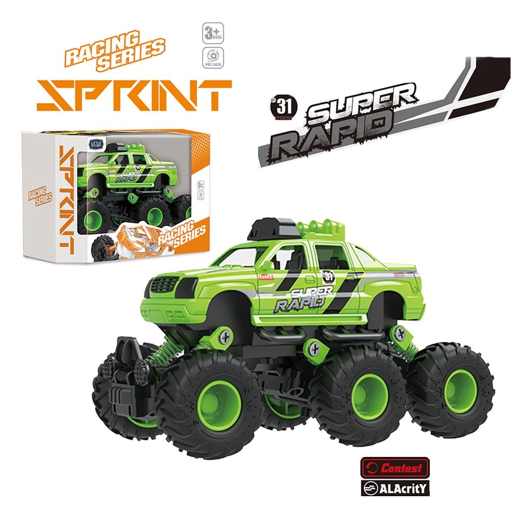 6 Tire Pull Back Die Cast Toy Car - Multi Colour 3+