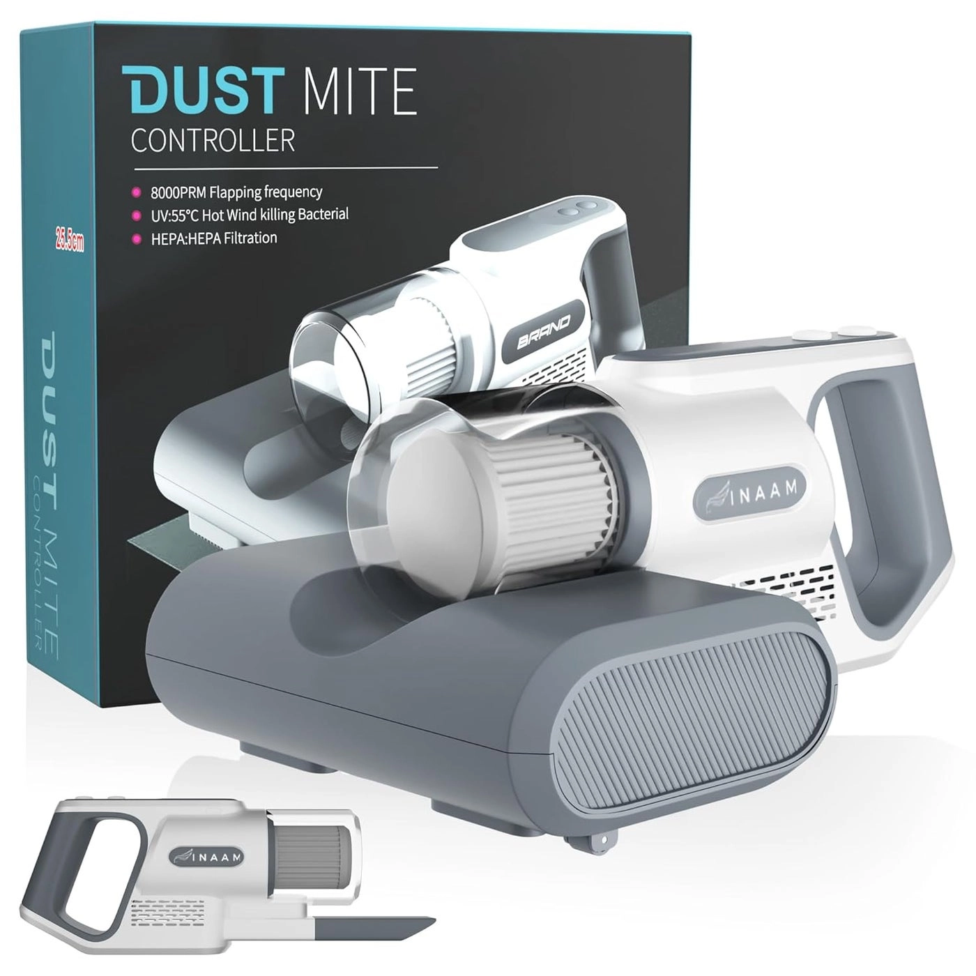 INAAM Dust Mite Cordless Vacuum - UV Light HEPA Filtration