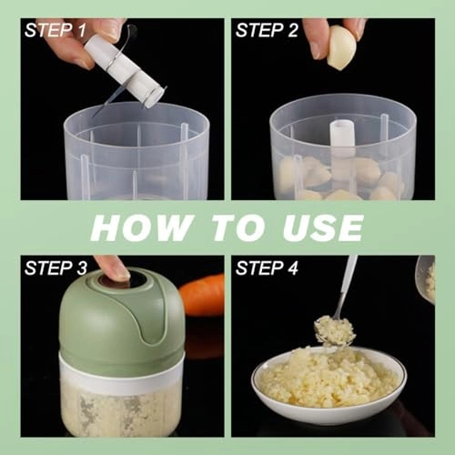 Garlic Chopper - Rechargeable USB 304 Stainless Steel Blade