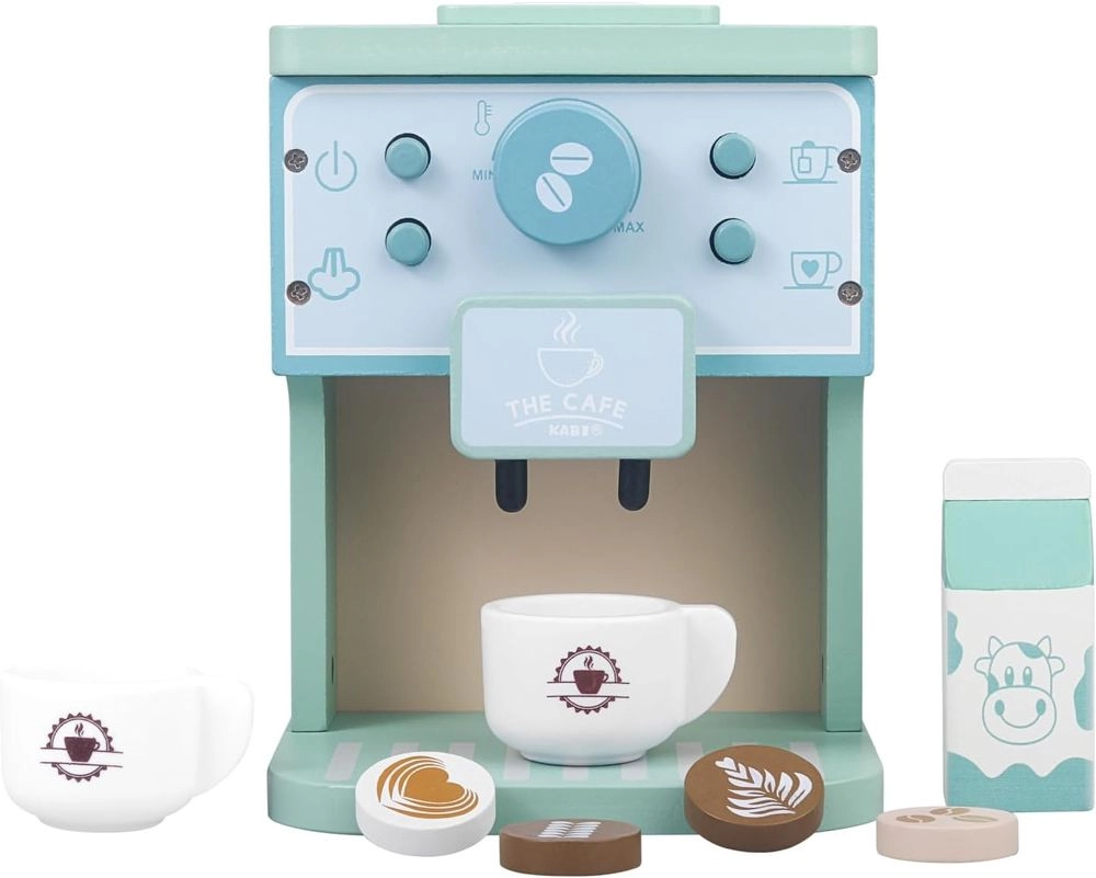 Kids Wooden Coffee Maker Pretend Playset - 8pcs (5551007-KABI-0155)