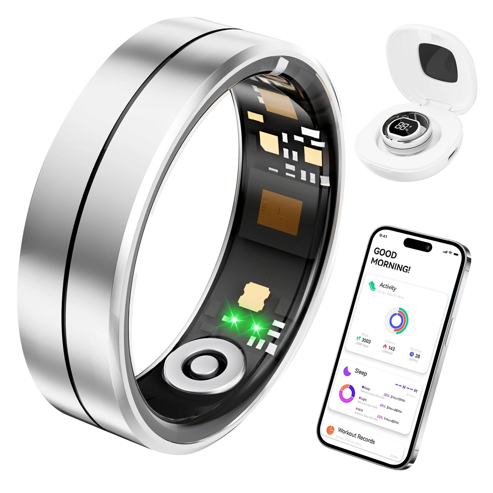 FT Ring - Fitness Health Tracker Sleep Monitoring IP68 Waterproof