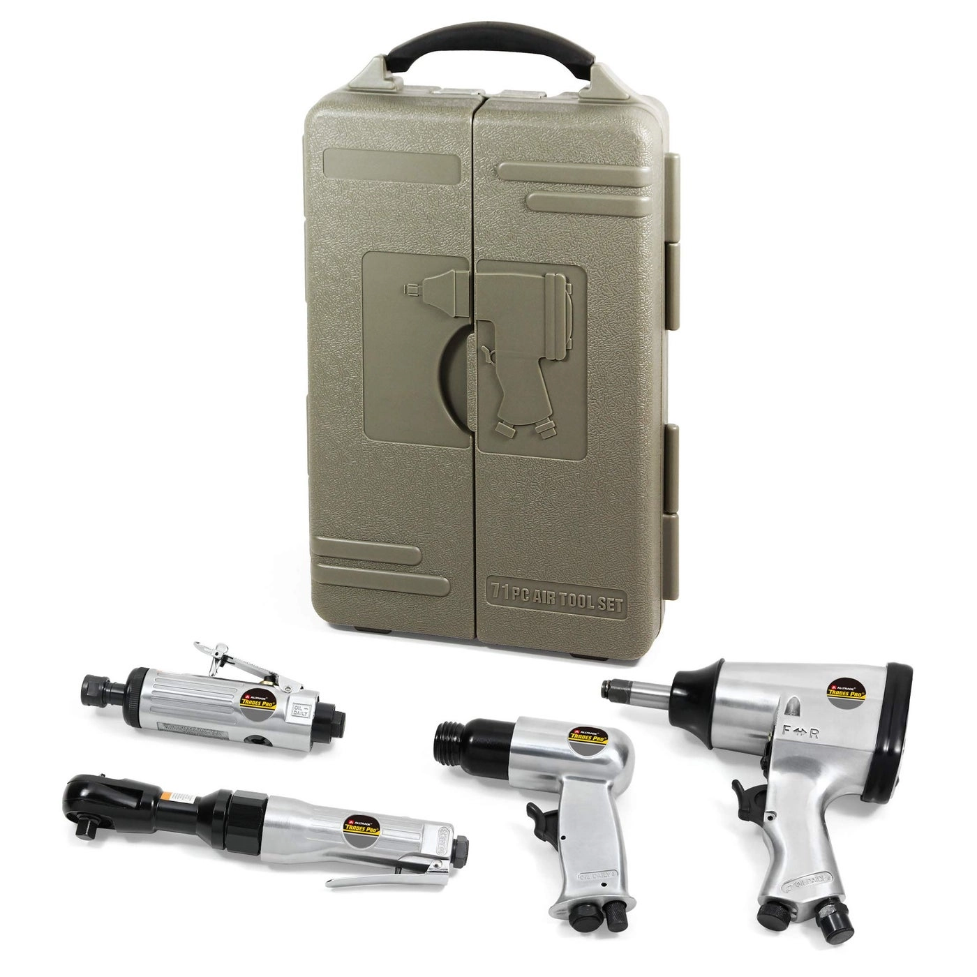 Impact Wrench - 1/2" 230 ft-lbs + Air Ratchet - 3/8" 45 ft-lbs + Die Grinder + Aire Hammer + Hose Fittings + Storage Case