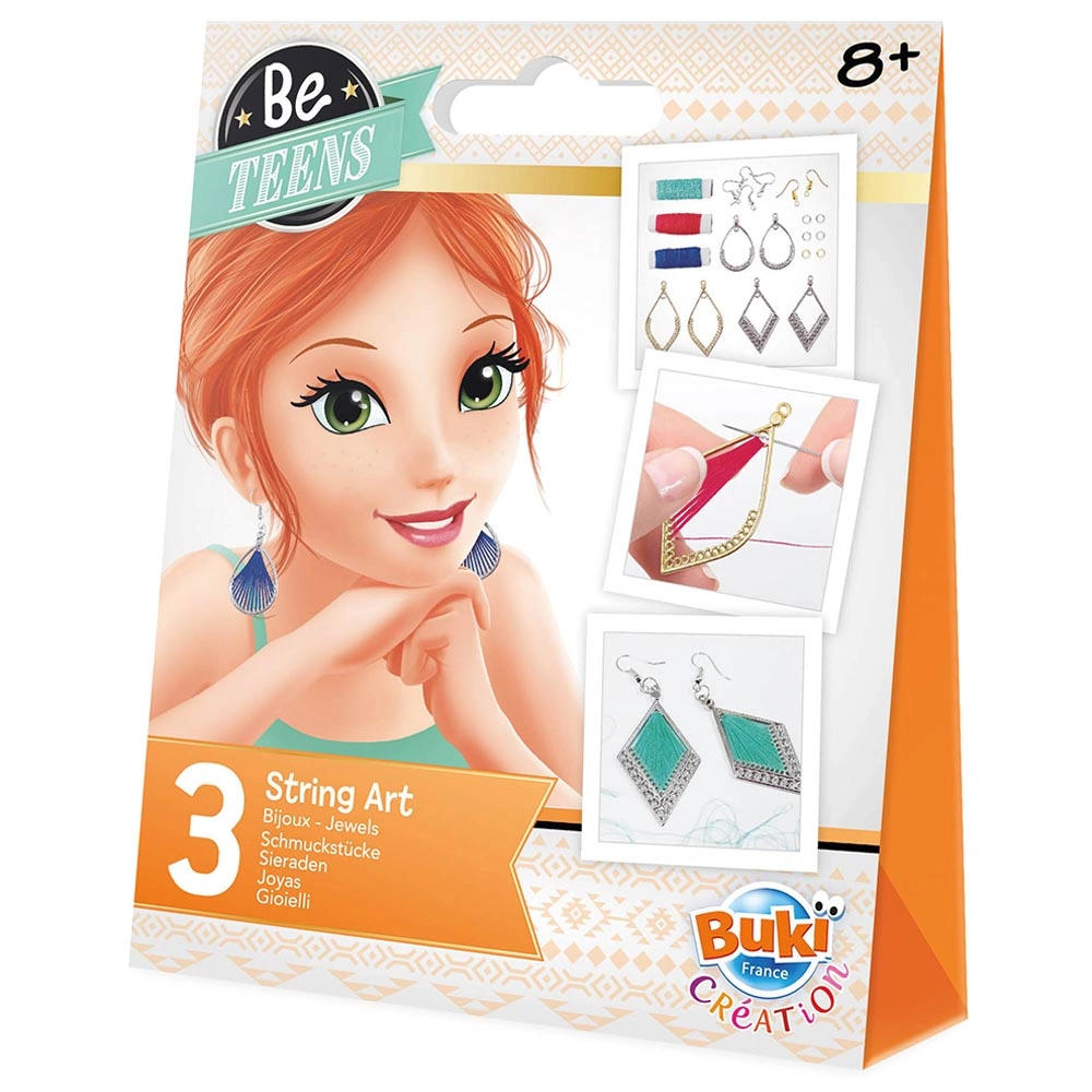 18-Piece String Art Jewellery Set - Create up to 3 Colorful Earrings Includes Needles Threads Instructions