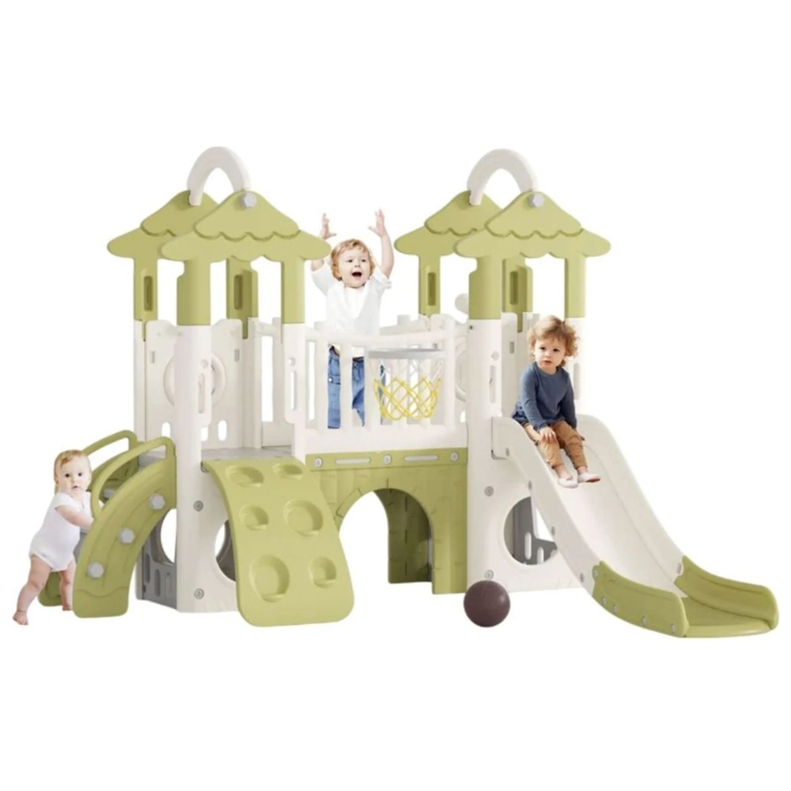 Little Angel Kids Slide, Climber & Basketball Hoop - Indoor/Outdoor Suitable for 12 months+