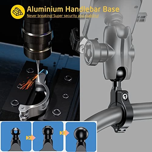 Anti-Theft Motorcycle Phone Mount - Handlebar 360 Rotation 4.0-7.0 Inch Smartphones