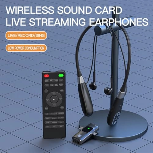 Wireless Sound Card Headset - 6-Hour Battery Noise Cancelling Mic 5 Vocal Effects