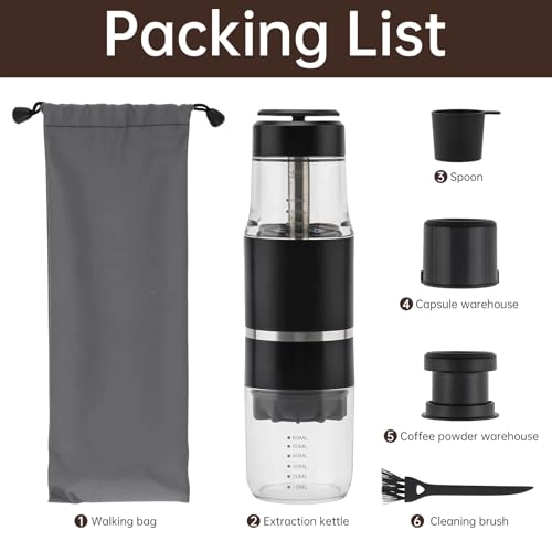 Hand Press Espresso Maker - 60 Milliliters ground coffee and capsules