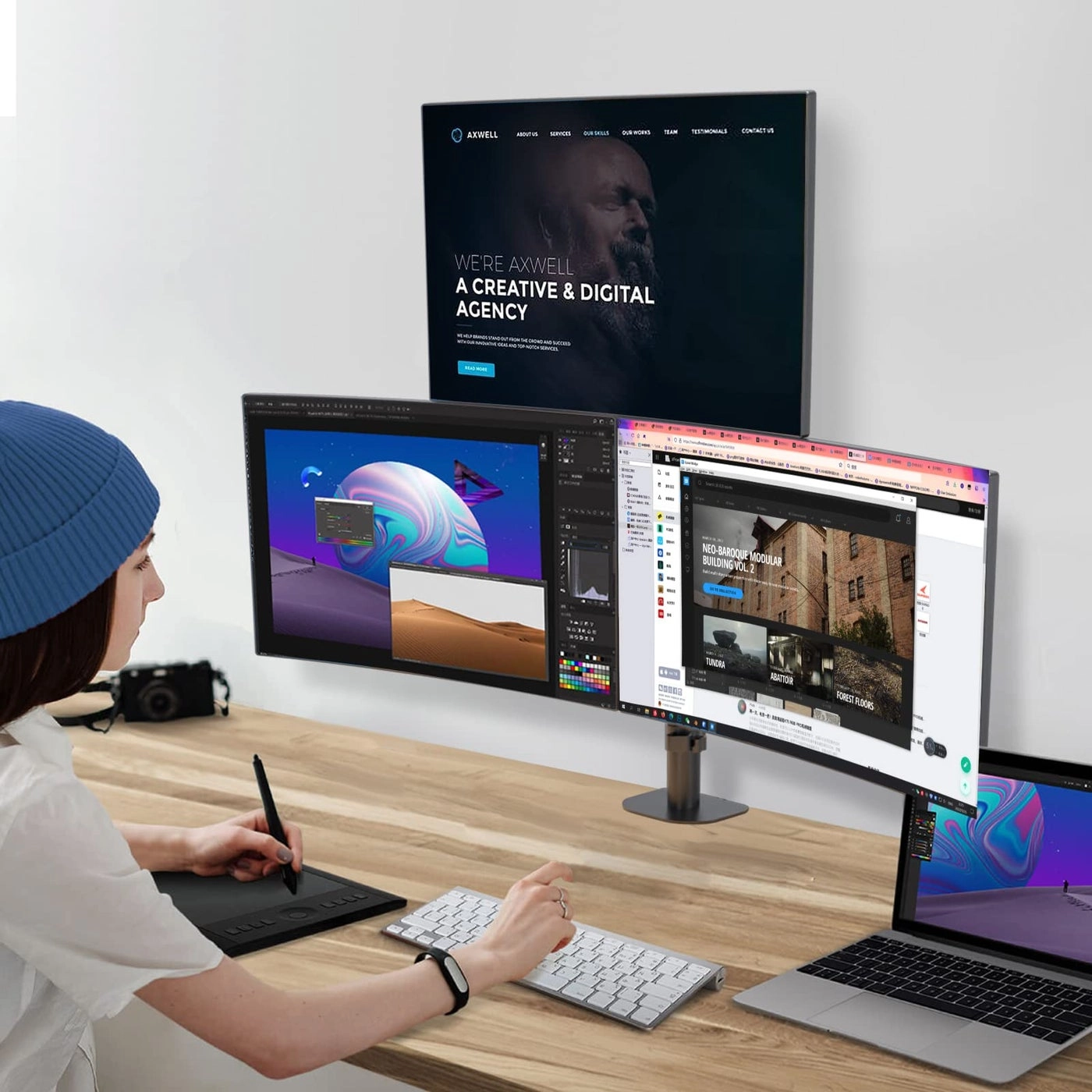 Triple Monitor Mount - 3 17-27 inch