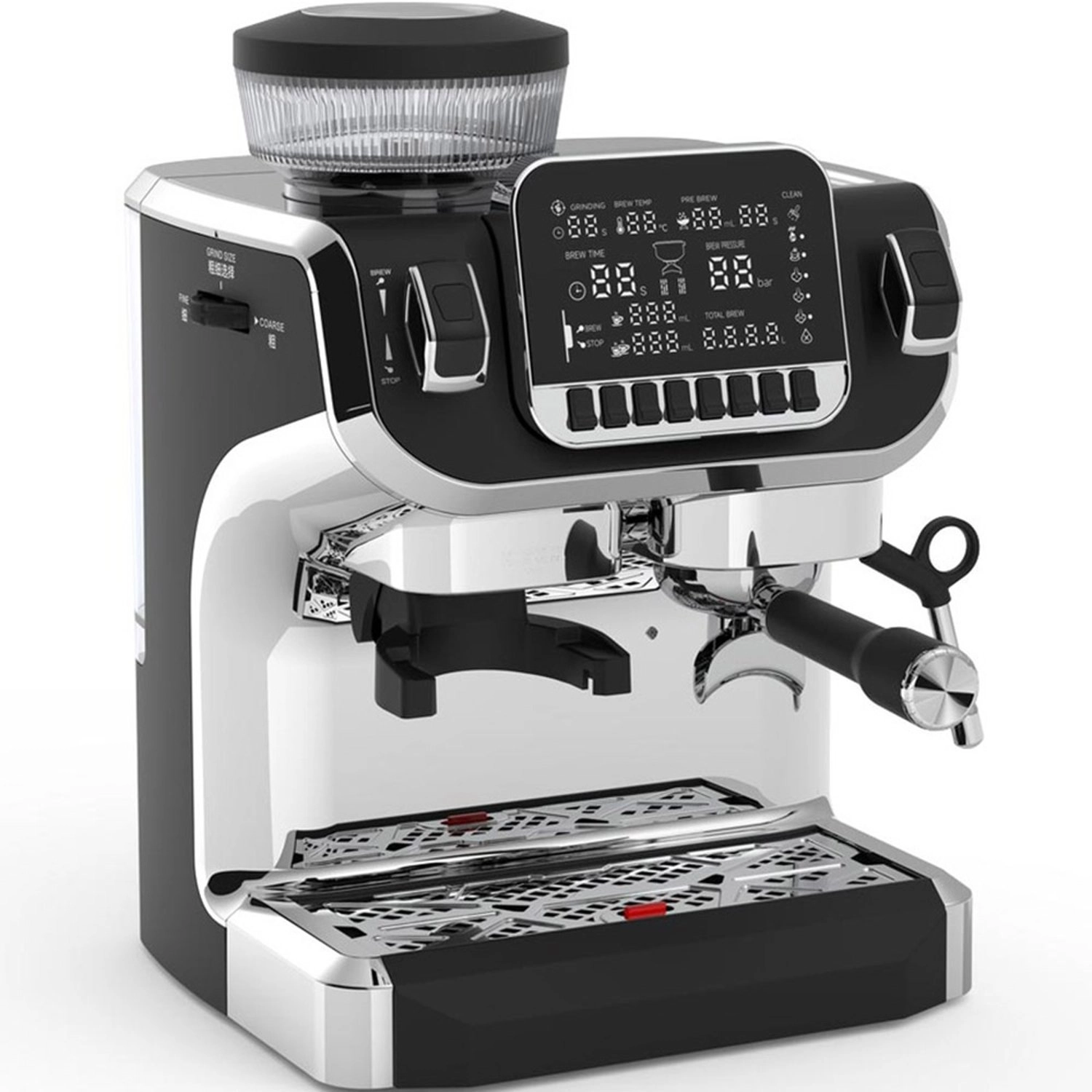 Espresso Coffee Maker with Bean Grinder and LCD Display LPECMLD