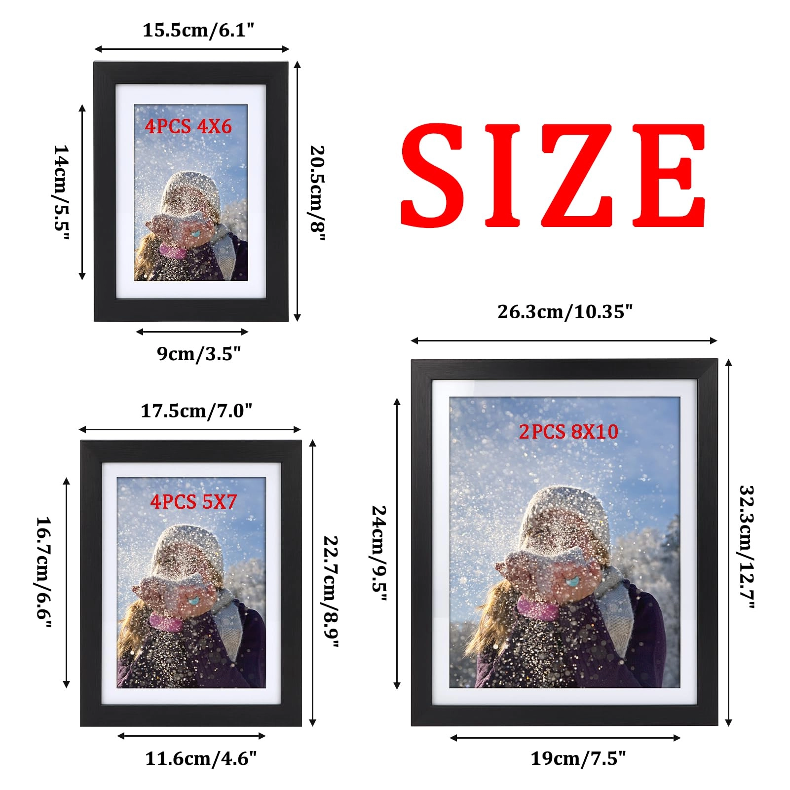 Picture Frames - 4x6 5x7 8x10 Set