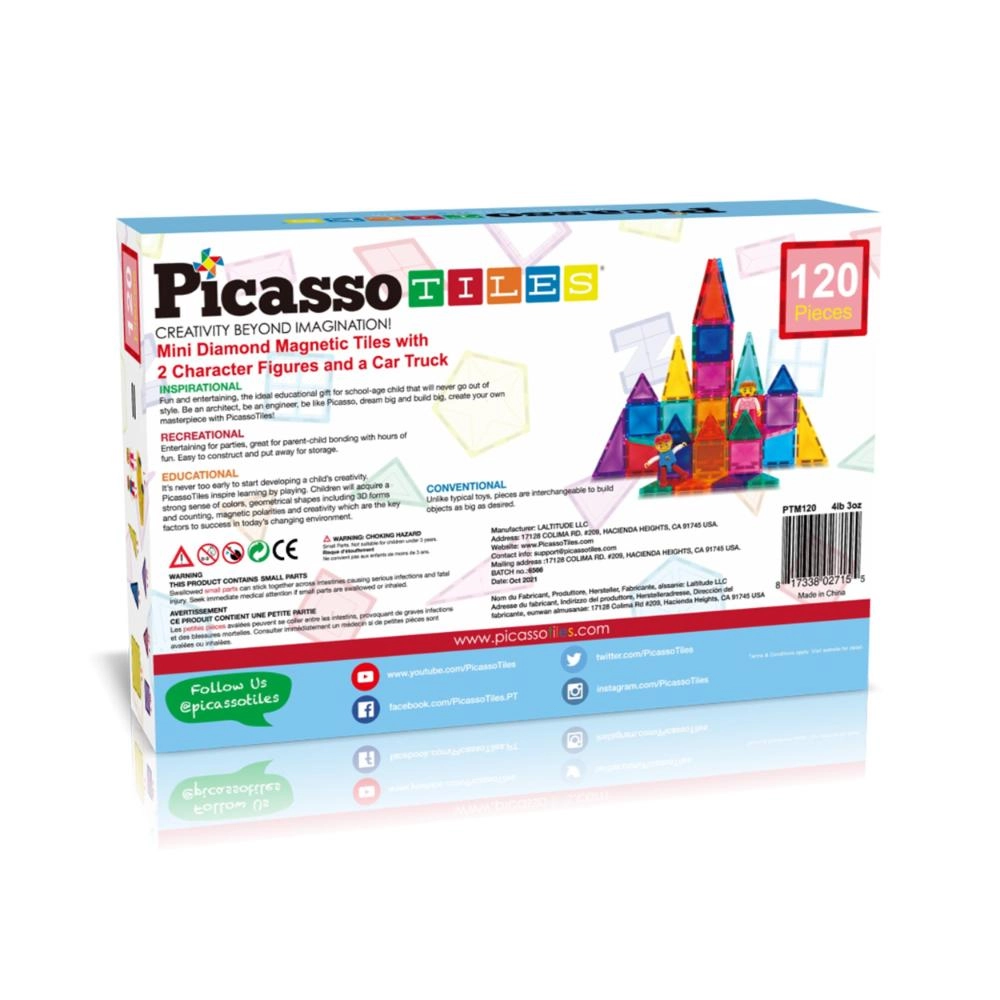 Magnetic Tiles Mini Diamond - Suitable for 3 years & above 120Pcs