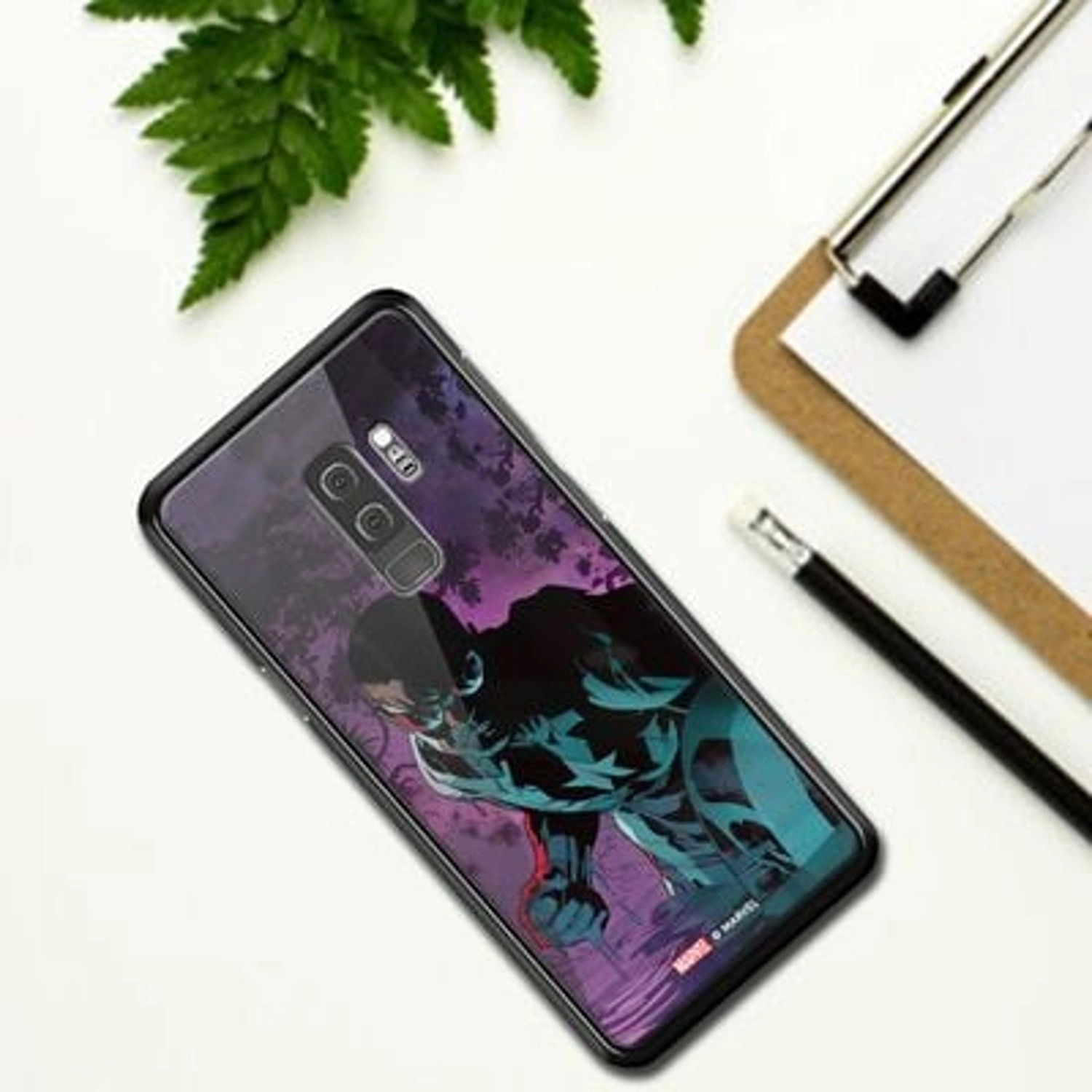 Captain America Back Case for Galaxy S9 Plus - TPU Bumper Case + Tempered Glass Back