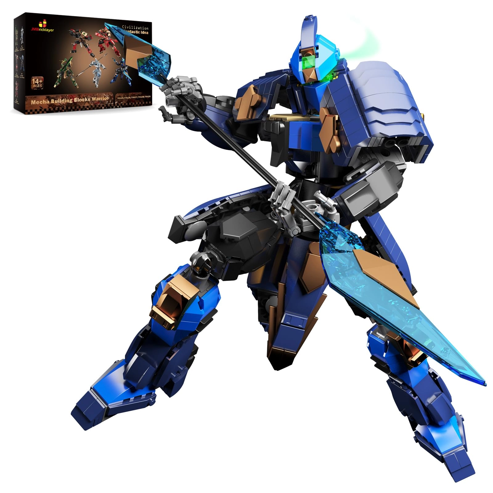 JMBricklayer Mech Robot Building Set (70128) - Ma Chao-blue Movable Joints