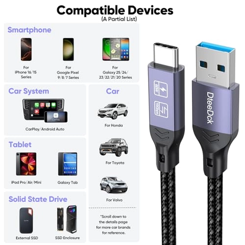 Android Auto Cable 15W USB-A to USB-C 0.9m Braided