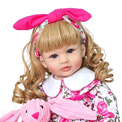 Reborn Baby Doll - 24 inch Silicone Vinyl + PP Cotton Pink Coat