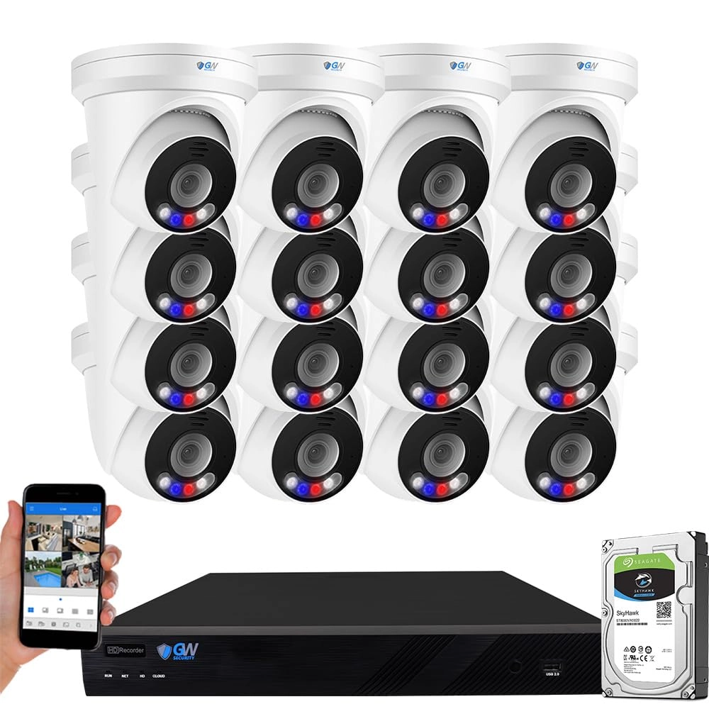 GW Security GW5532NSN - 32-Channel 8TB + GW12537MIC - 12MP Microphone + GWSW1602G - 16-Port PoE Switch + GWCAT60 - 60ft Cable + GWCAT100 - 100ft Cable