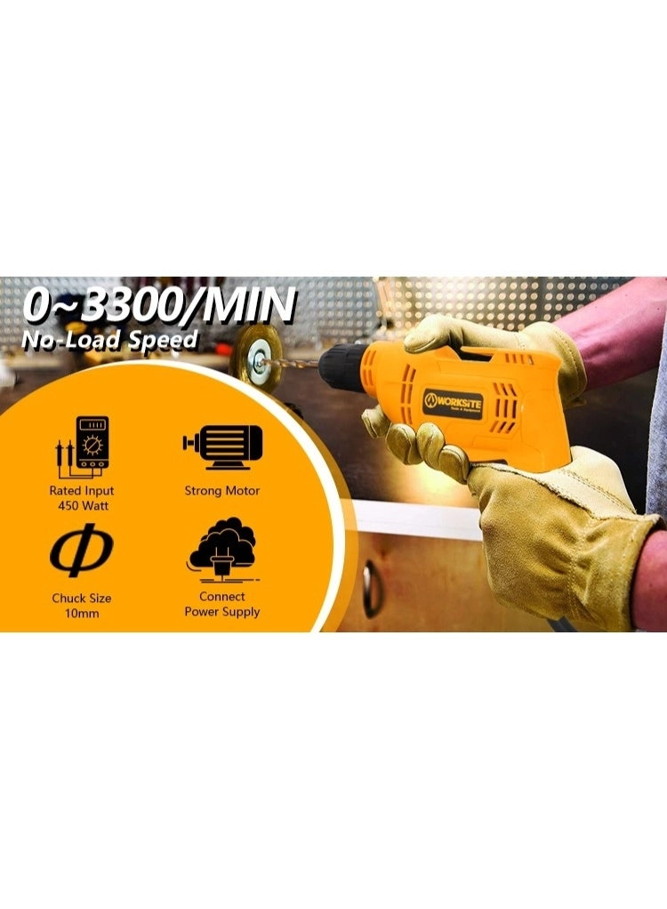 Corded Drill - 450W Variable Speed Reversible Electric